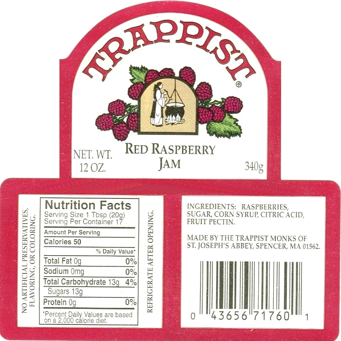 Red Raspberry Trappist Jam with Seeds (Single Jar)