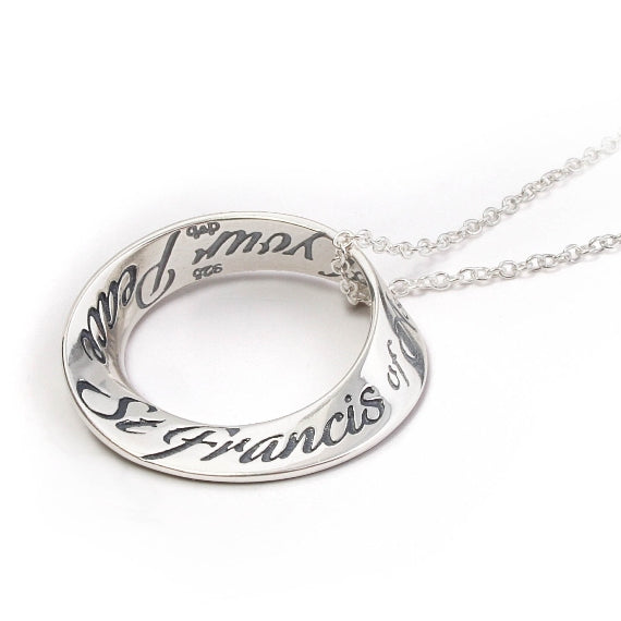 St. Francis Prayer Mobius Necklace (Silver)