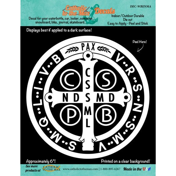 St. Benedict Medal Decal (white)