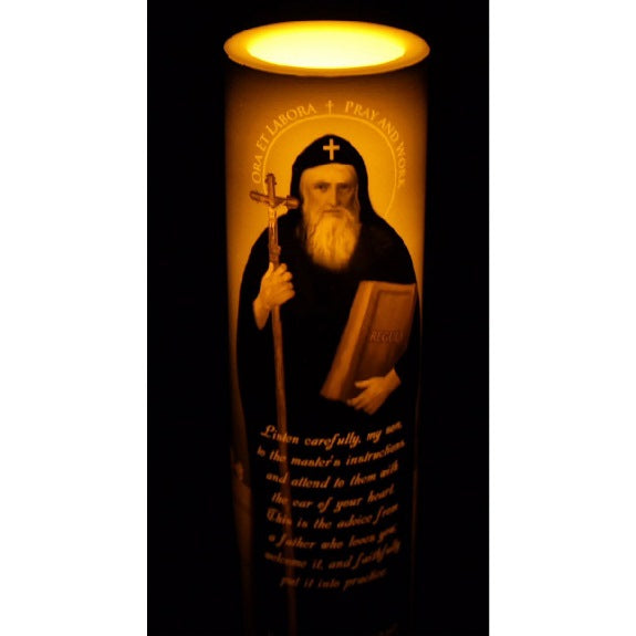St. Benedict LED Prayer Candle