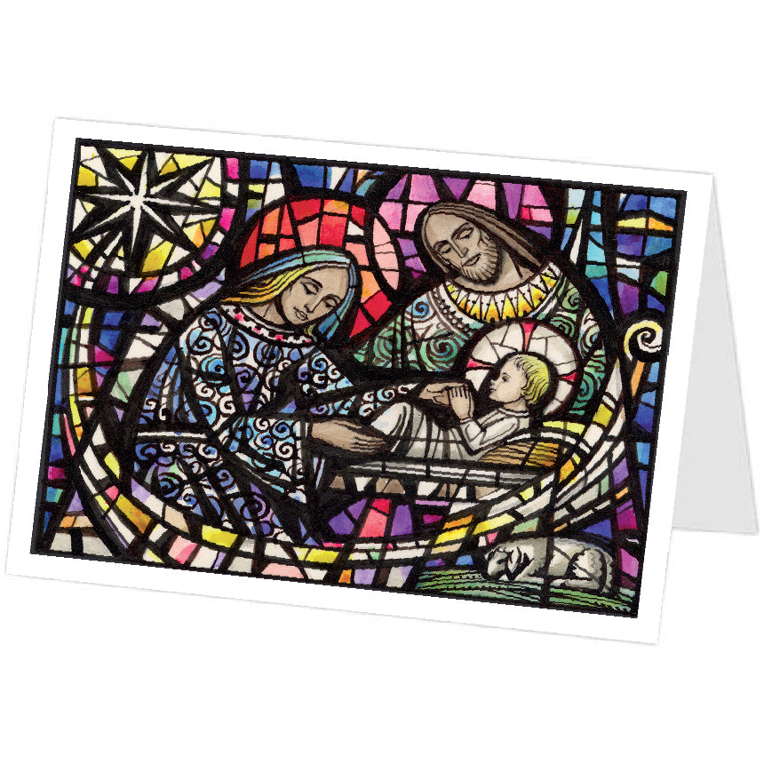 Stained Glass Holy Family (Box of 20) WCA3321
