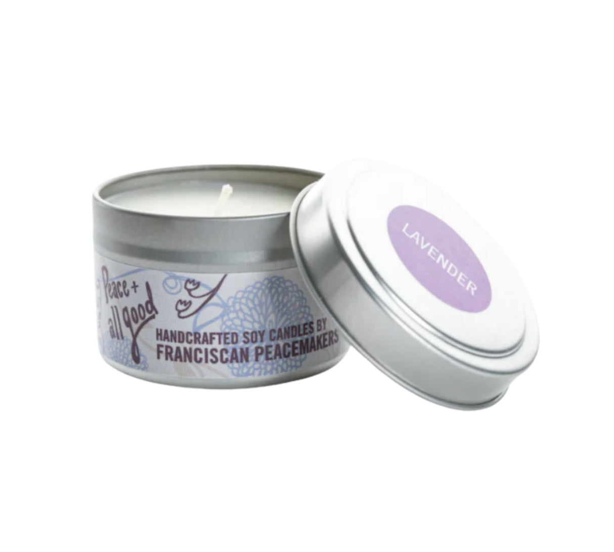 Peace & All Good Lavender Candle (round tin)
