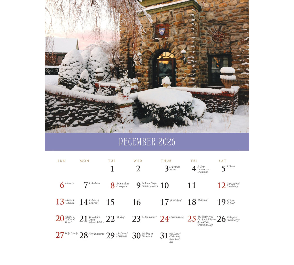 Trappist Wall Calendar 2026