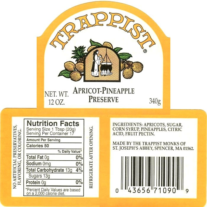 Apricot Pineapple Trappist Preserve (Single Jar)