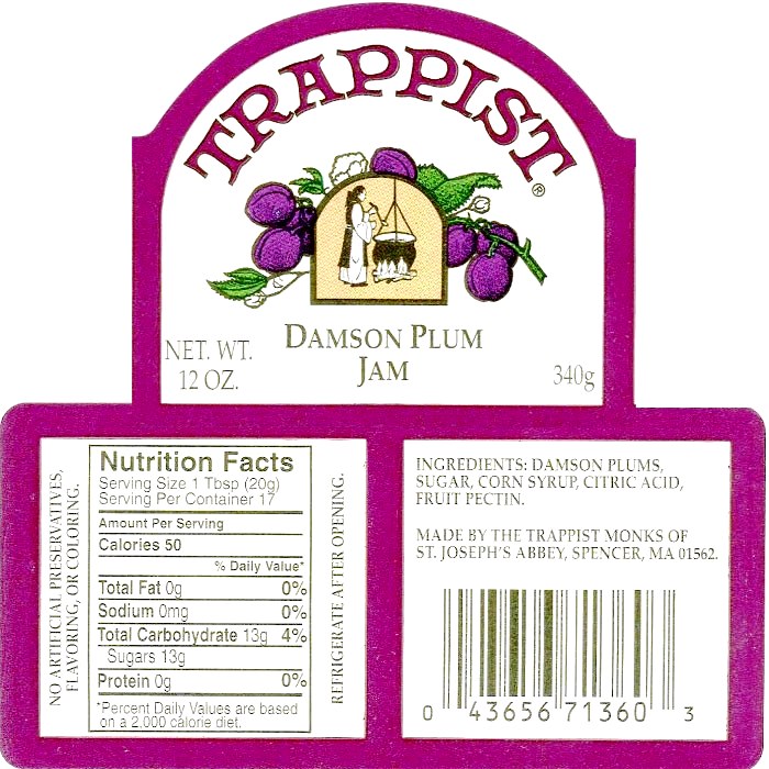 Damson Plum Trappist Jam (Single Jar)