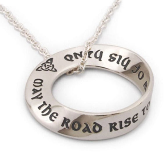 Irish Blessing Mobius Necklace (silver)